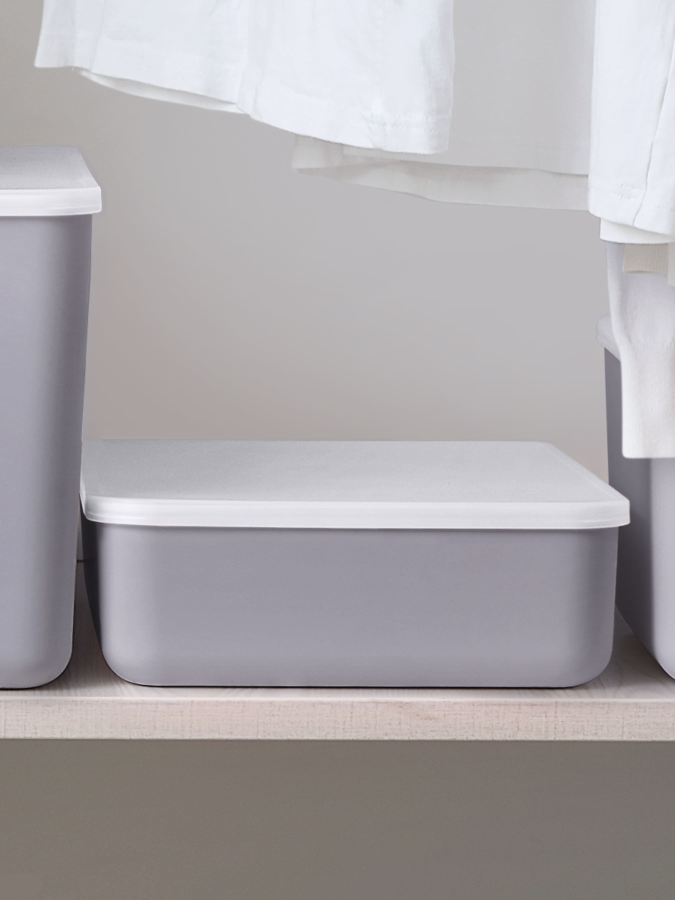 Ящик для зберігання з кришкою пластиковий сірий MBM HOME модель FH-12/FH-16 GRAY Фото