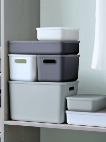 Ящик для хранения с крышкой пластиковый серый MBM MY HOME модель FH-14/FH-16 GRAY Фото