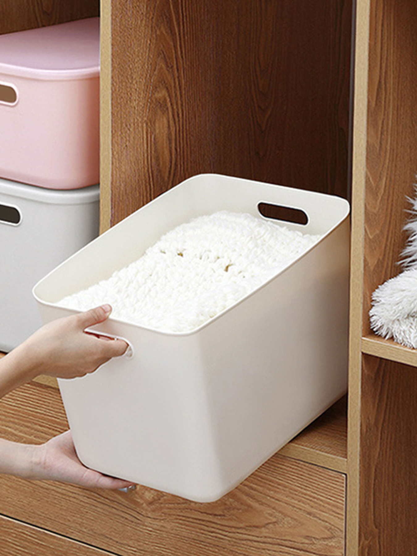 Ящик для хранения с крышкой пластиковый белый MBM MY HOME модель FH-14/FH-16 WHITE Фото