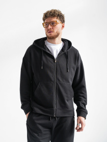 Чоловічий спортивний костюм на блискавці Over ZIP Чорний модель 530-23 Фото