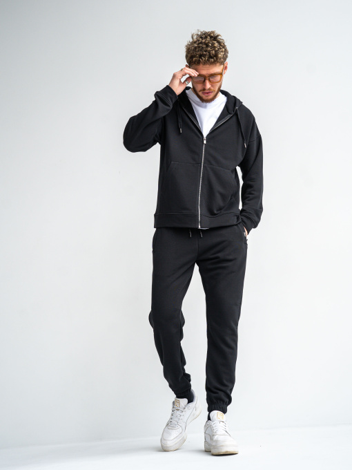 Чоловічий спортивний костюм на блискавці Over ZIP Чорний модель 530-23 Фото