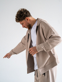 Чоловічий спортивний костюм на блискавці Over ZIP Бежевий модель 530-23 Фото