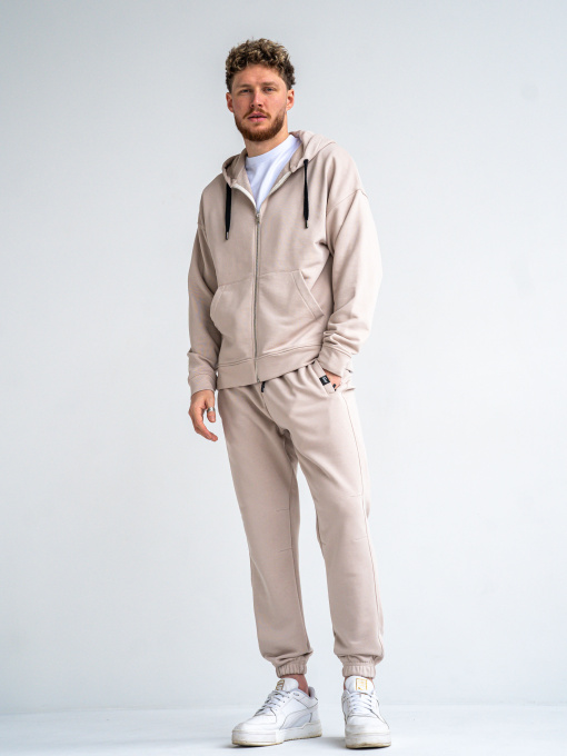 Чоловічий спортивний костюм на блискавці Over ZIP Бежевий модель 530-23 Фото