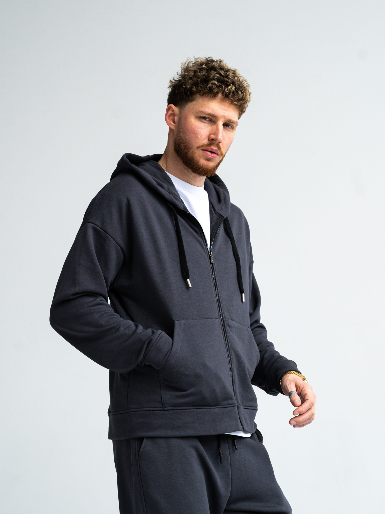 Чоловічий спортивний костюм на блискавці Over ZIP Графіт модель 530-23 Фото