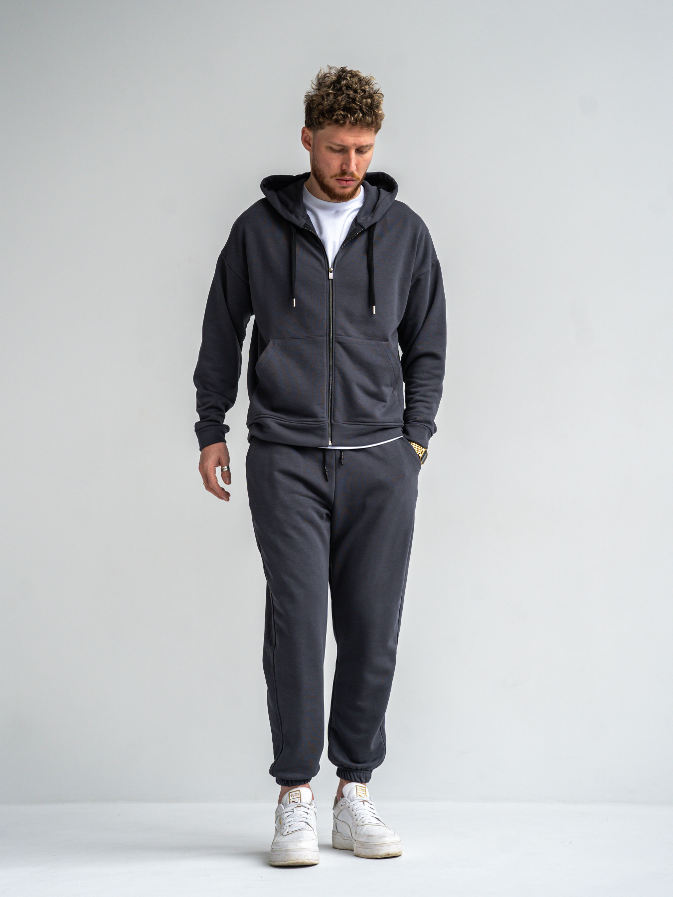 Чоловічий спортивний костюм на блискавці Over ZIP Графіт модель 530-23 Фото