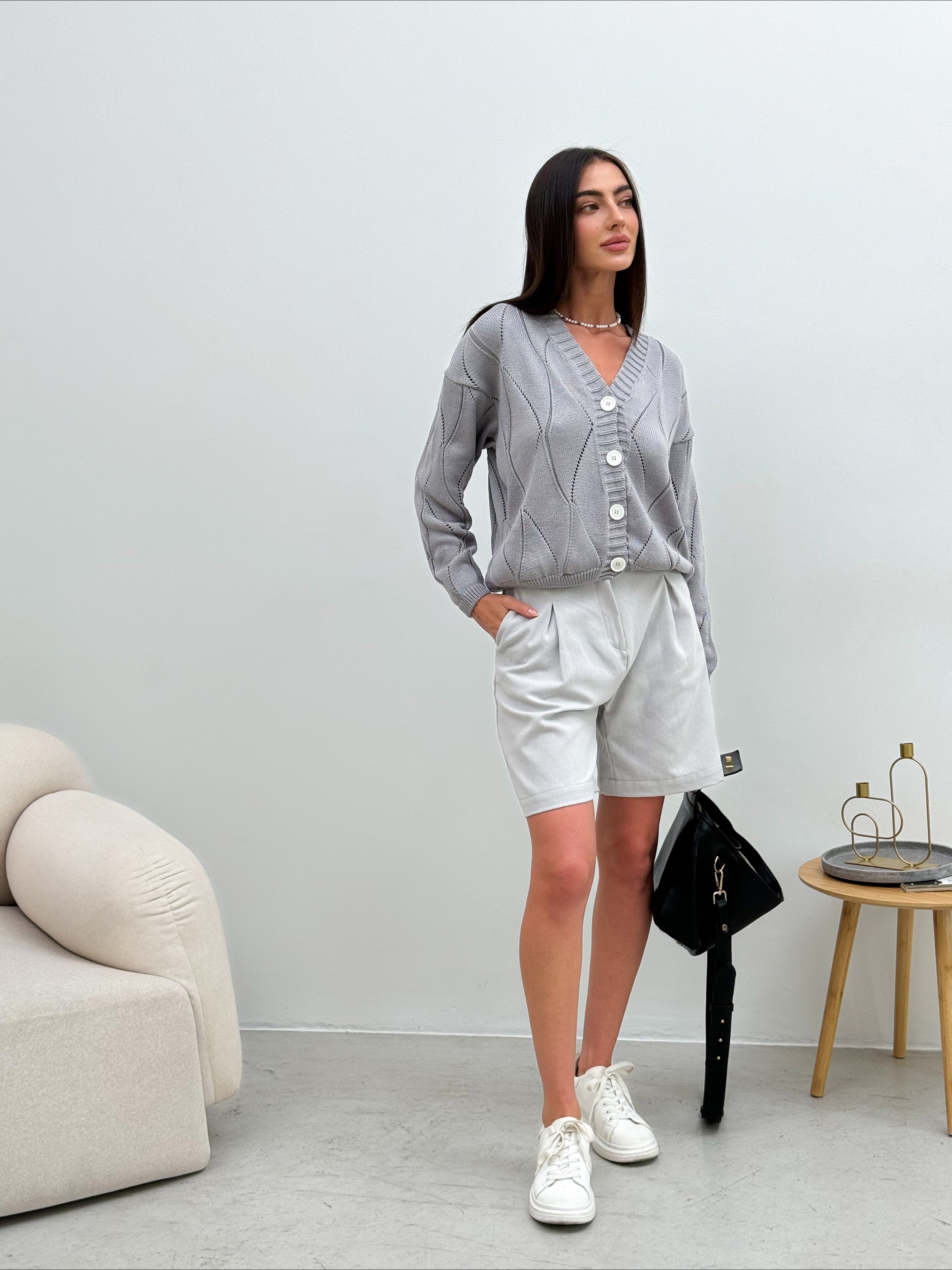 Жіночий Кардиган ART KNIT  (594720) колір сірий, матеріал бавовна/акрил