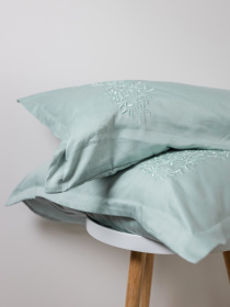 Комплект постільної білизни м'ятний з вишитими гілками Cozy модель 8048823 Фото