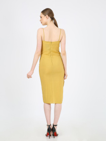 Платье миди Casalini модель 232-CA-1999-7_горчичный Фото