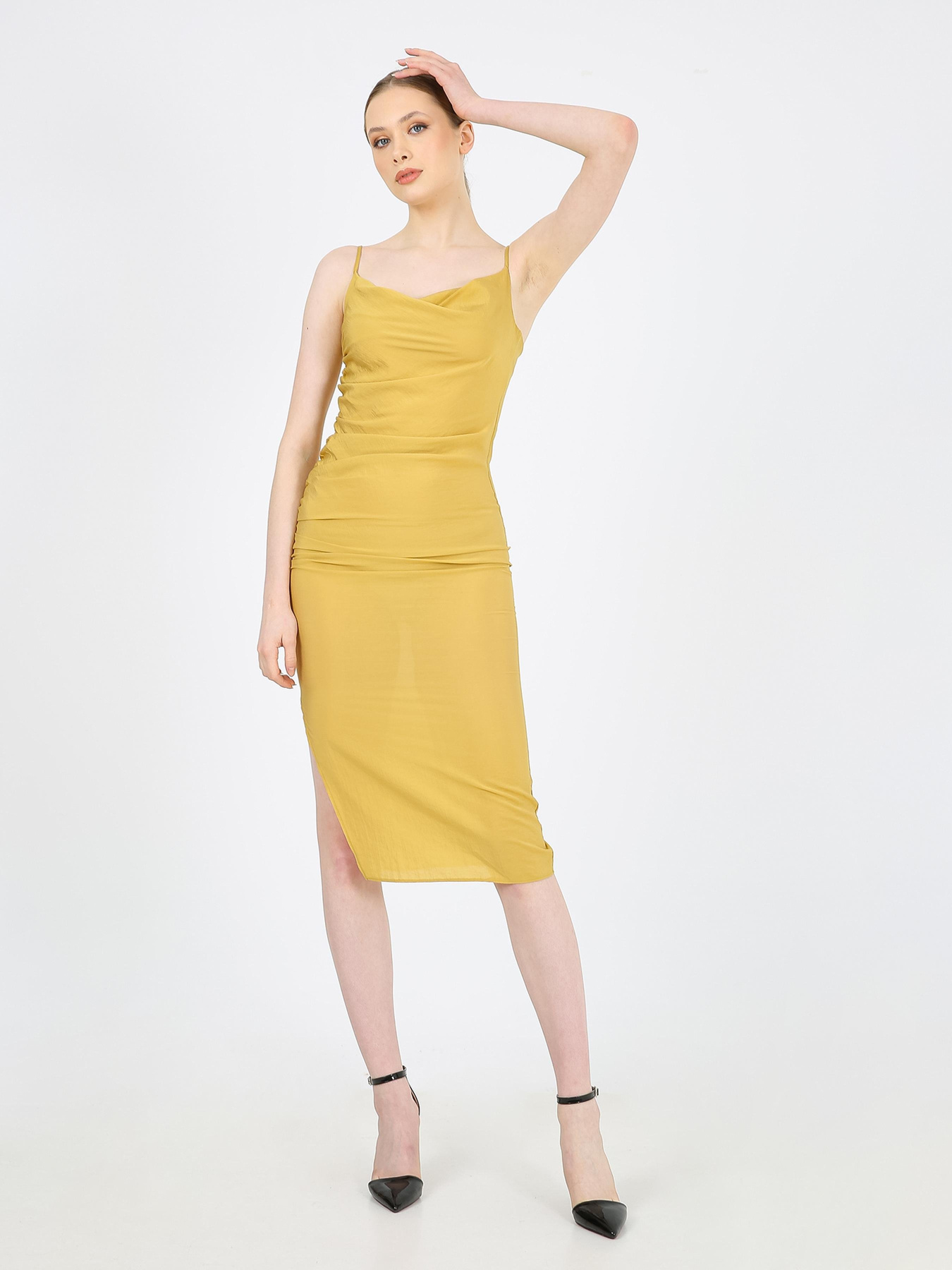 Сукня міді Casalini модель 232-CA-1999-7_горчичный Фото