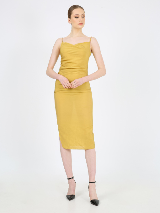 Сукня міді Casalini модель 232-CA-1999-7_горчичный Фото