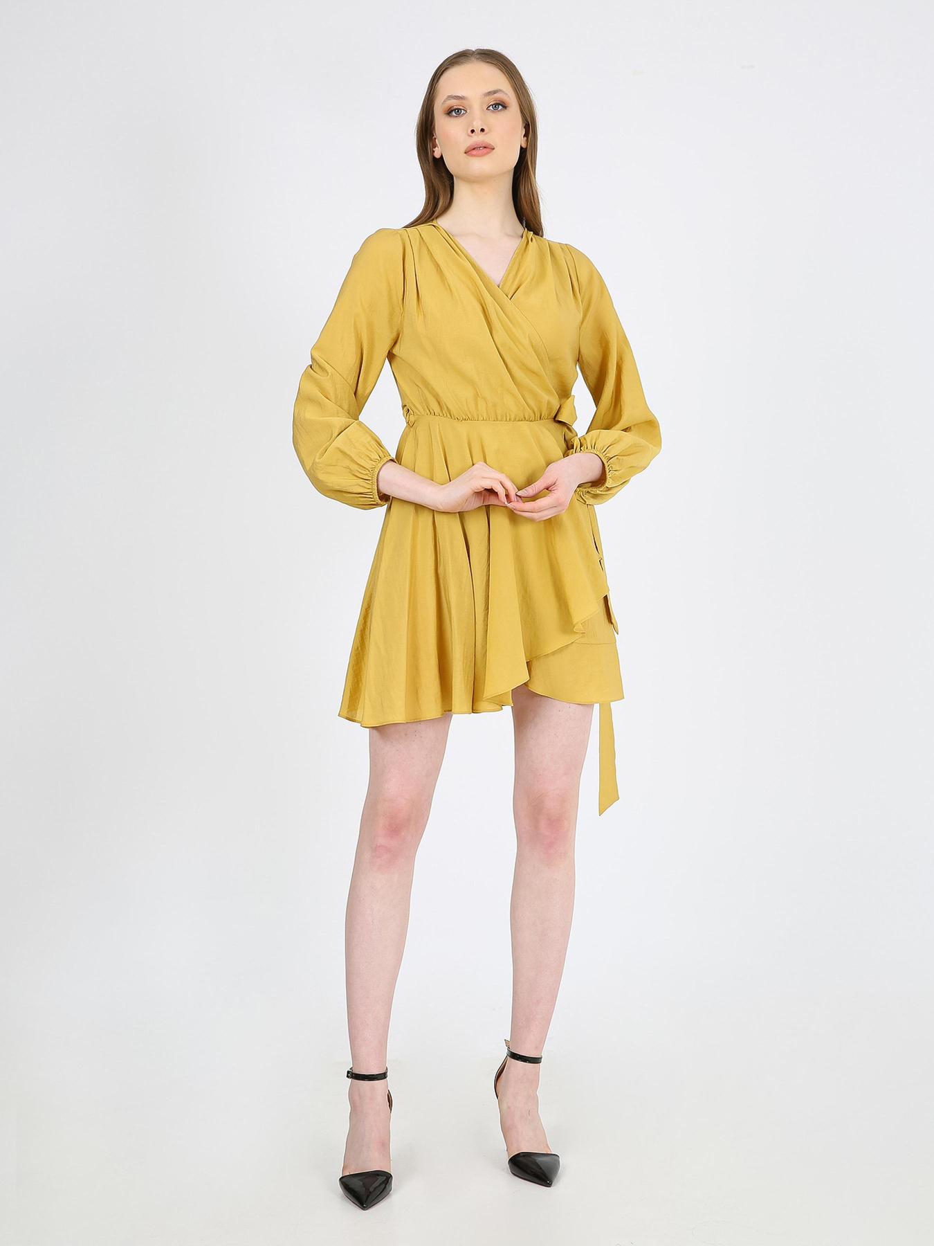 Платье мини Casalini модель 232-CA-1999-15_горчичный Фото