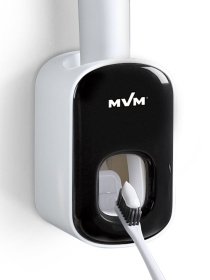 Держатель-диспенсер для зубной пасты клеящийся черный MBM MY HOME модель BP-24 WHITE/BLACK Фото
