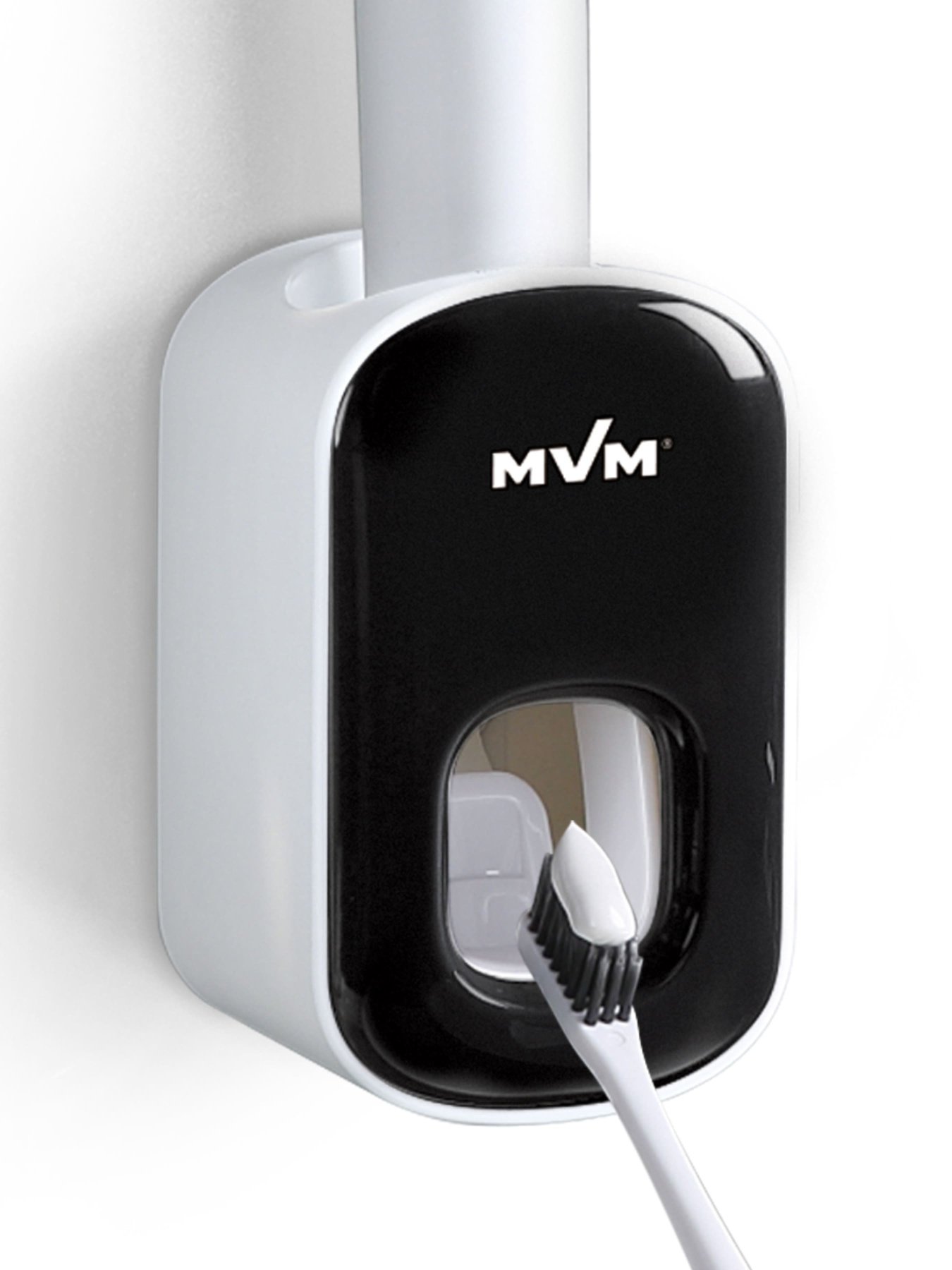 Тримач-диспенсер для зубної пасти клейкий чорний MBM HOME модель BP-24 WHITE/BLACK Фото