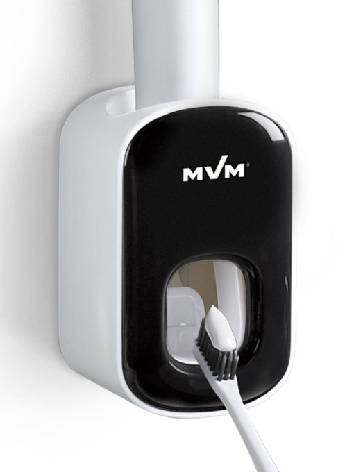 Тримач-диспенсер для зубної пасти клейкий чорний MBM HOME модель BP-24 WHITE/BLACK Фото