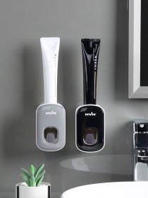 Тримач-диспенсер для зубної пасти клейкий чорний MBM HOME модель BP-24 WHITE/BLACK Фото