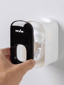 Тримач-диспенсер для зубної пасти клейкий чорний MBM HOME модель BP-24 WHITE/BLACK Фото
