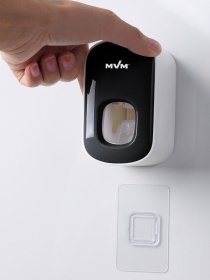 Тримач-диспенсер для зубної пасти клейкий чорний MBM HOME модель BP-24 WHITE/BLACK Фото