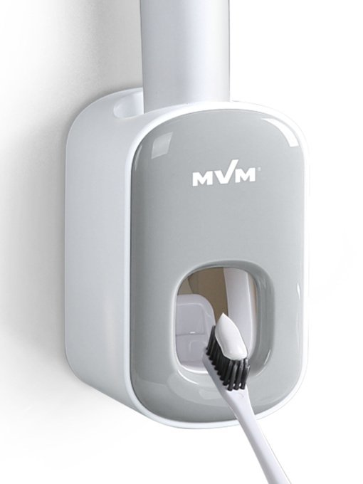 Тримач-диспенсер для зубної пасти клейкий сірий MBM HOME модель BP-24 WHITE/GRAY Фото