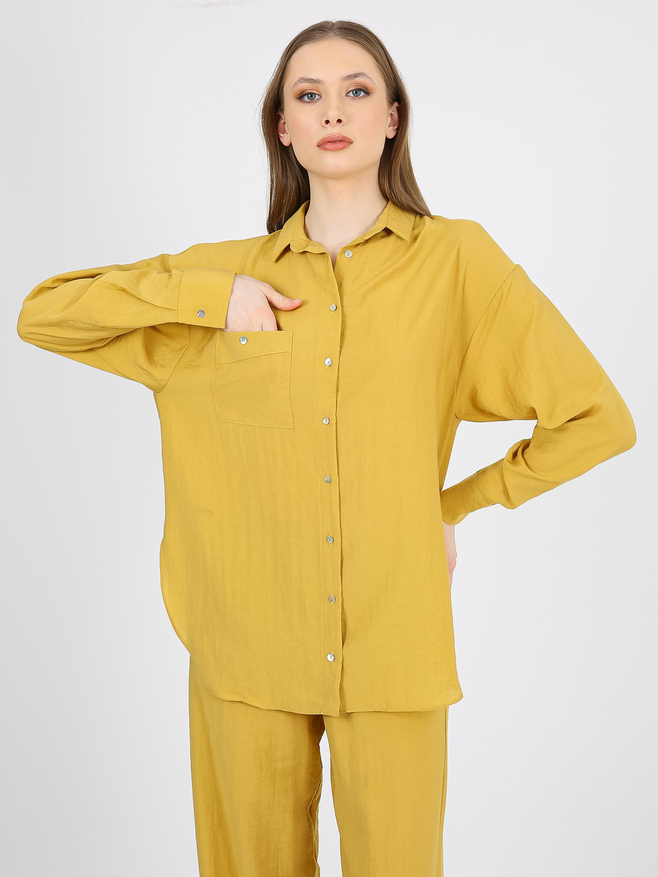 Штани палаццо Casalini модель 242-CA-4302_горчичный Фото