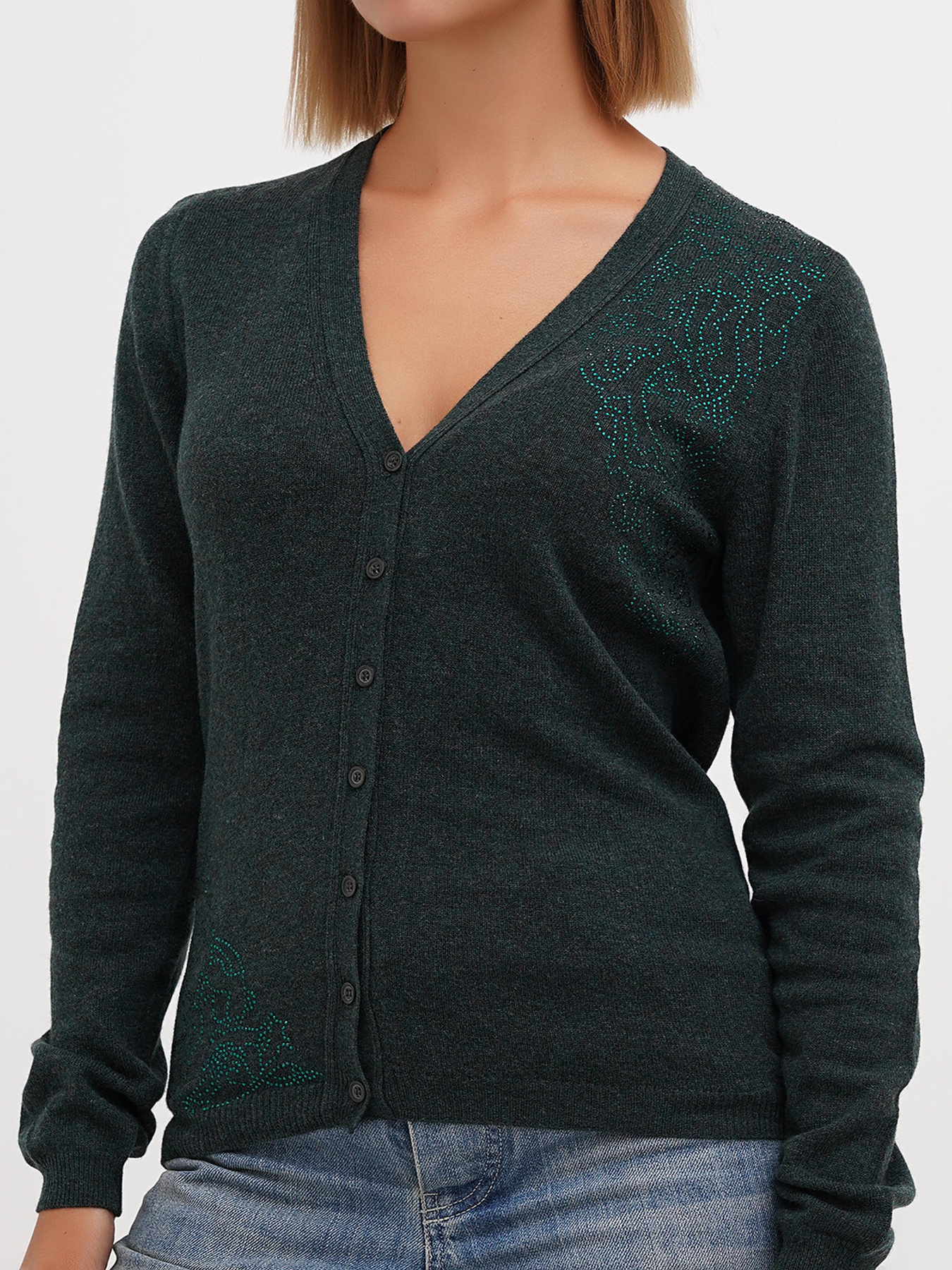 Кардиган Sassofono модель A271-SF-1404_зелёный Фото