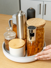 Підставка з обертом 360° Lazy Susan біла з сірим MBM HOME модель KP-11 WHITE/GRAY Фото