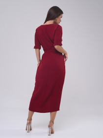 Сукня міді ISSA Plus модель 14809_бордовый Фото