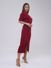 Сукня міді ISSA Plus модель 14809_бордовый Фото