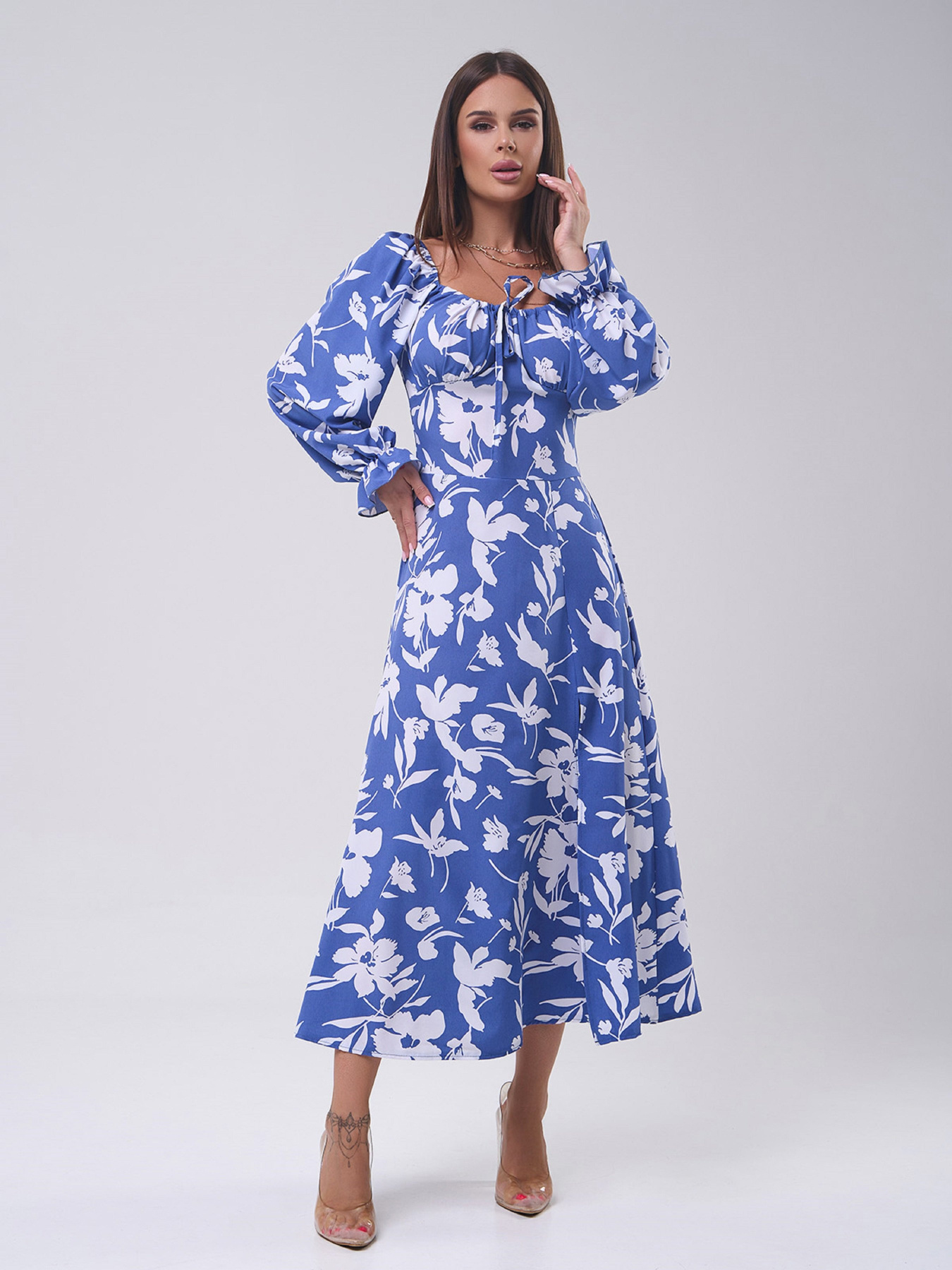 Сукня міді ISSA Plus модель SA-559_синий Фото