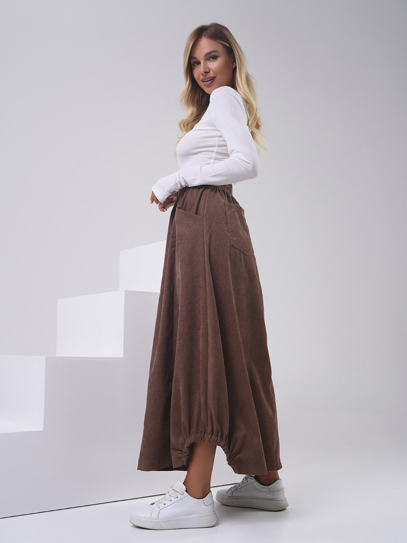 Юбка макси ISSA Plus модель 14815_коричневый Фото