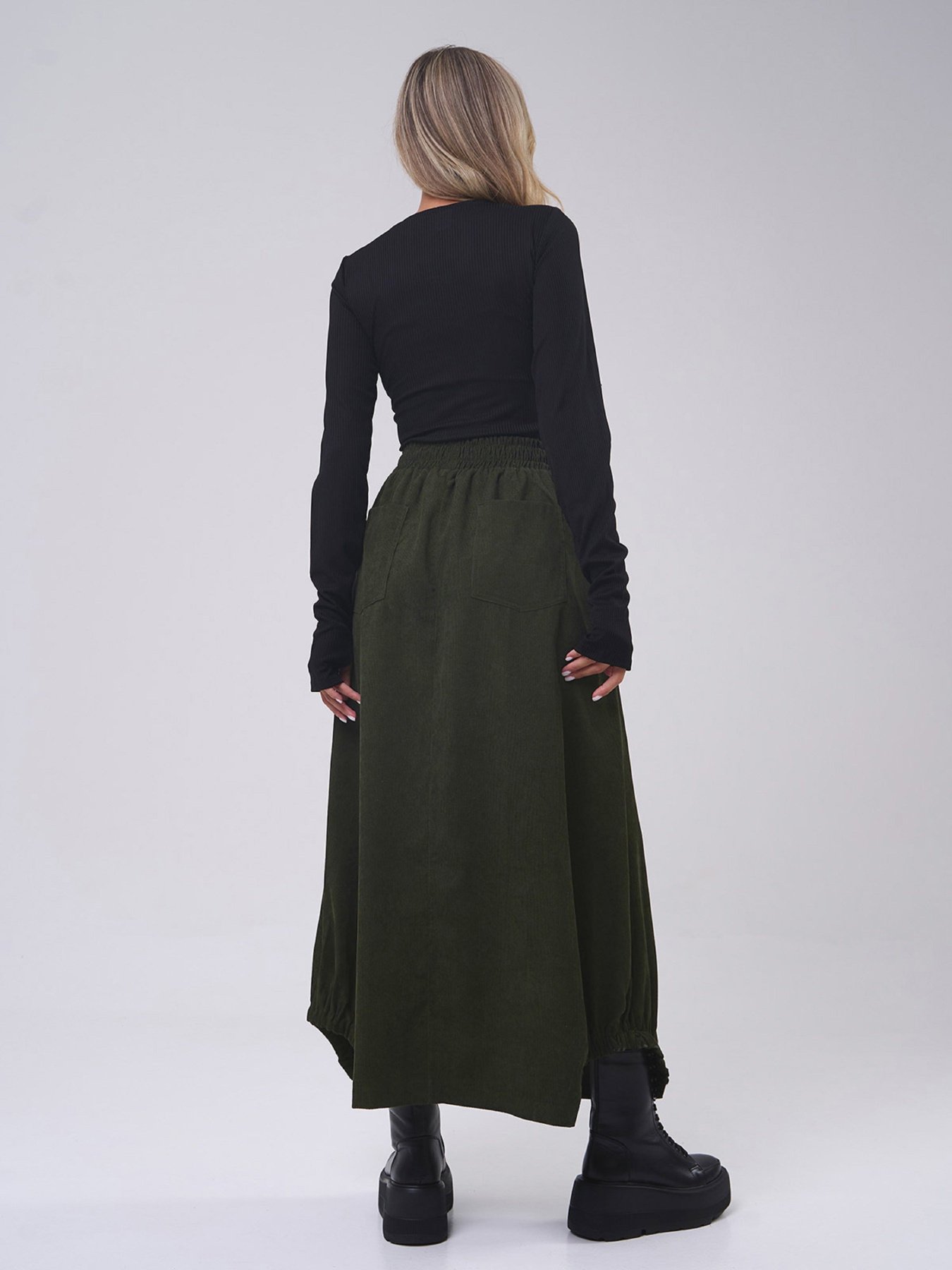 Юбка макси ISSA Plus модель 14815_хаки Фото