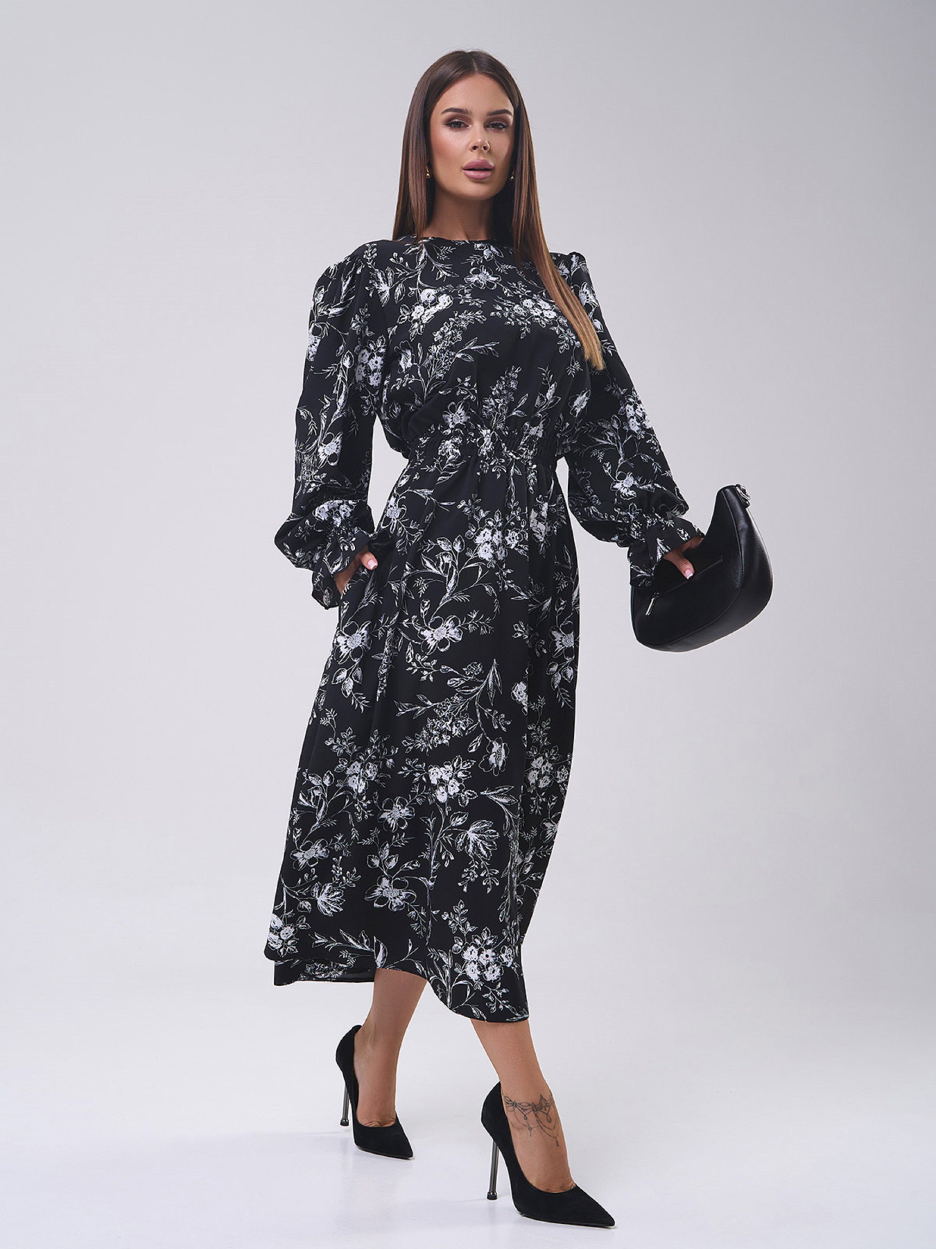 Платье миди ISSA Plus модель SA-549_черный Фото