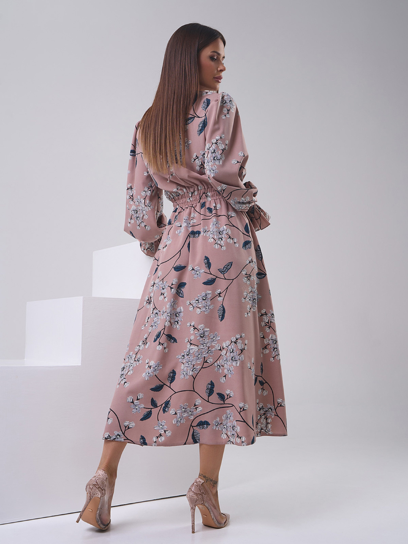 Сукня міді ISSA Plus модель SA-549_бежевый Фото