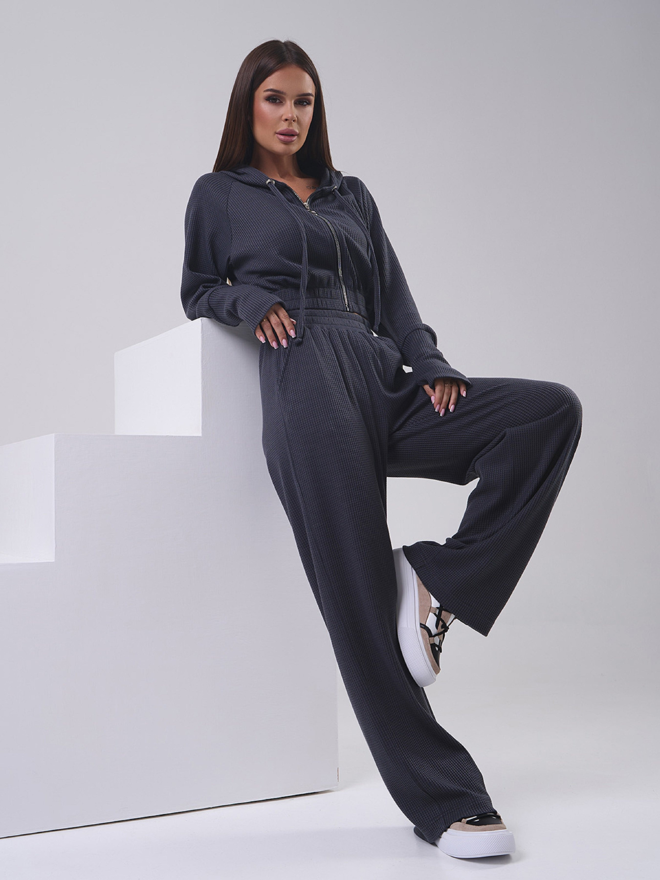 Повсякденний костюм ISSA Plus модель SA-552_темно_серый Повсякденний костюм ISSA Plus модель SA-552_темно_серый Фото