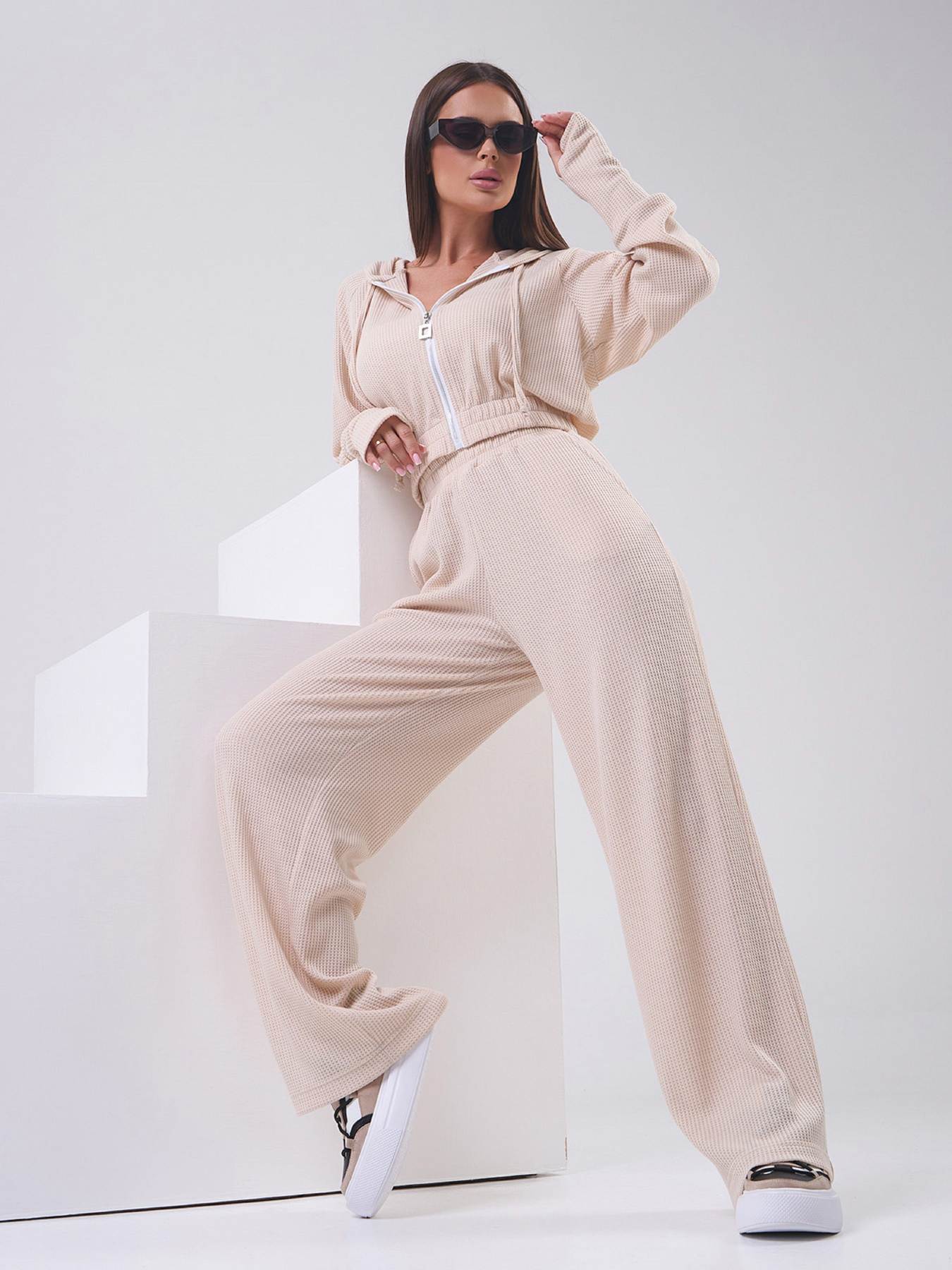 Повседневный костюм ISSA Plus модель SA-552_бежевый Повседневный костюм ISSA Plus модель SA-552_бежевый Фото