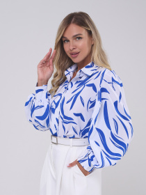 Блуза ISSA Plus модель SA-553_белый_синий Фото