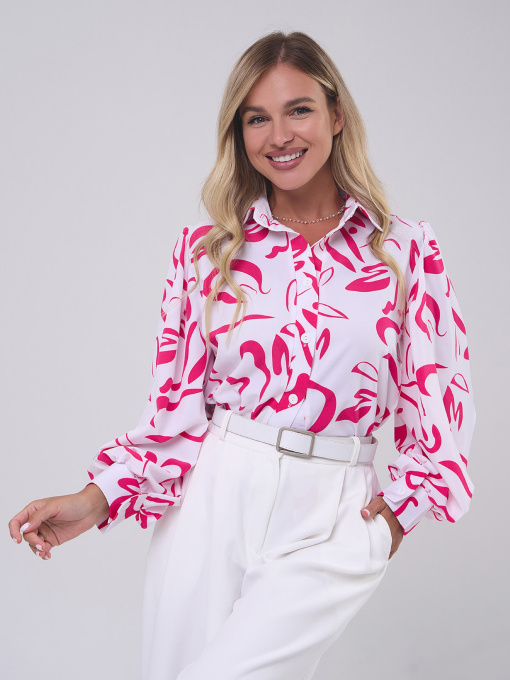 Блуза ISSA Plus модель SA-553_белый_розовый Фото