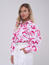 Блуза ISSA Plus модель SA-553_белый_розовый Блуза ISSA Plus модель SA-553_белый_розовый Фото