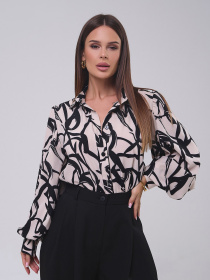 Блуза ISSA Plus модель SA-553_черный_бежевый Фото