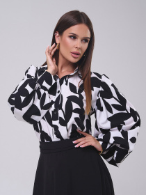 Блуза ISSA Plus модель SA-553_черный_белый Фото