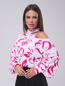 Блуза ISSA Plus модель SA-560_белый_розовый Фото
