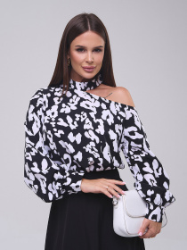 Блуза ISSA Plus модель SA-560_черный_белый Фото