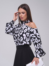 Блуза ISSA Plus модель SA-560_черный_белый Фото