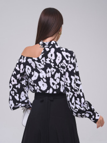 Блуза ISSA Plus модель SA-560_черный_белый Фото