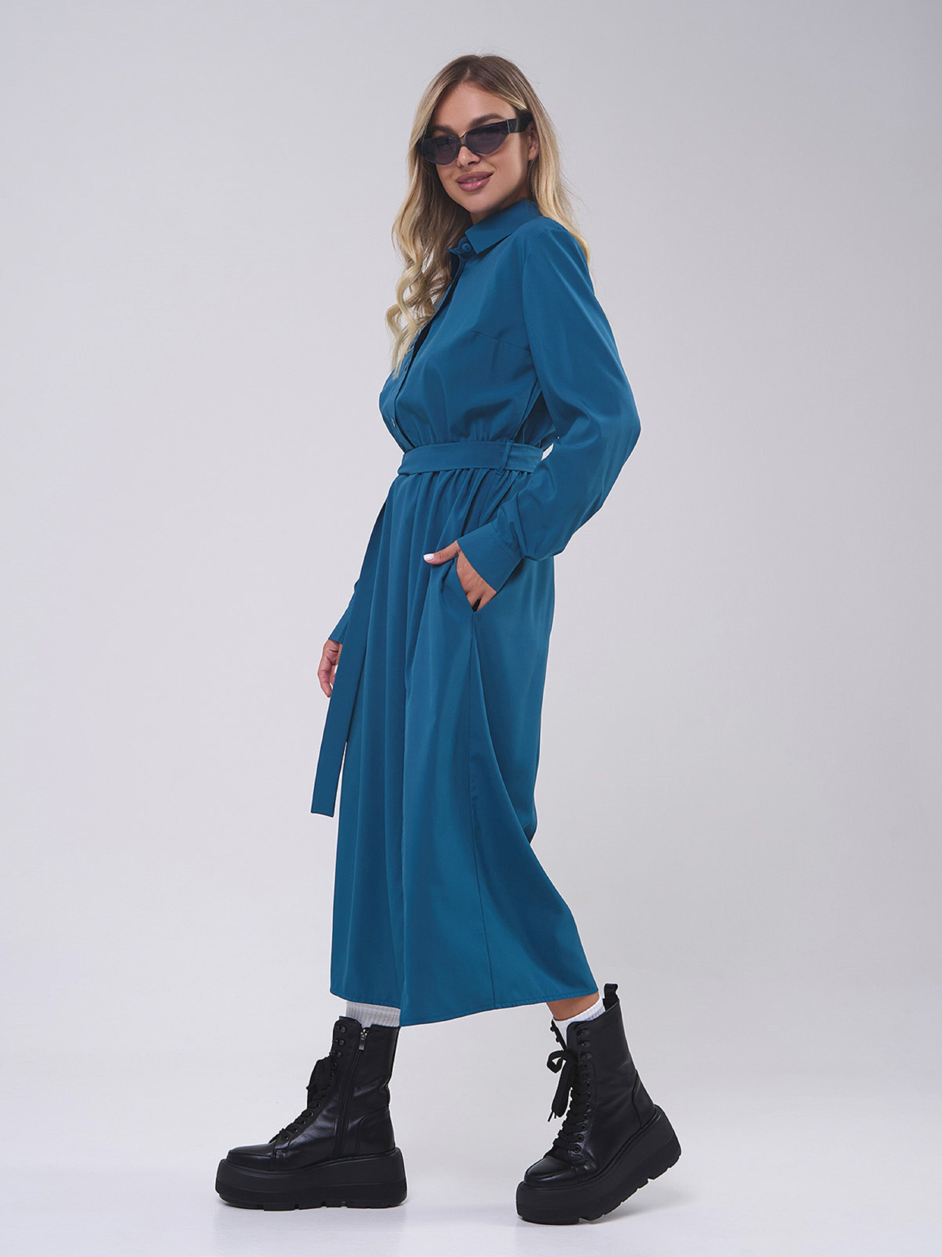 Платье миди ISSA Plus модель SA-555_зеленый Платье миди ISSA Plus модель SA-555_зеленый Фото