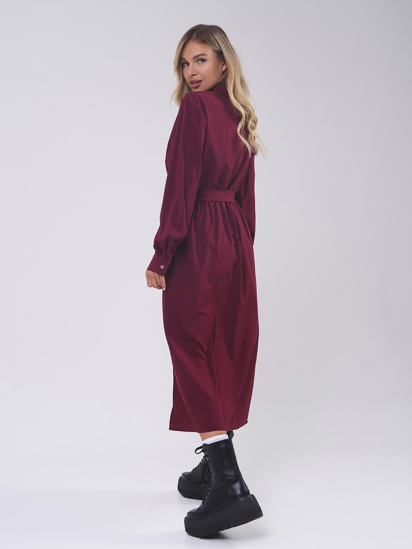 Платье миди ISSA Plus модель SA-555_бордовый Фото