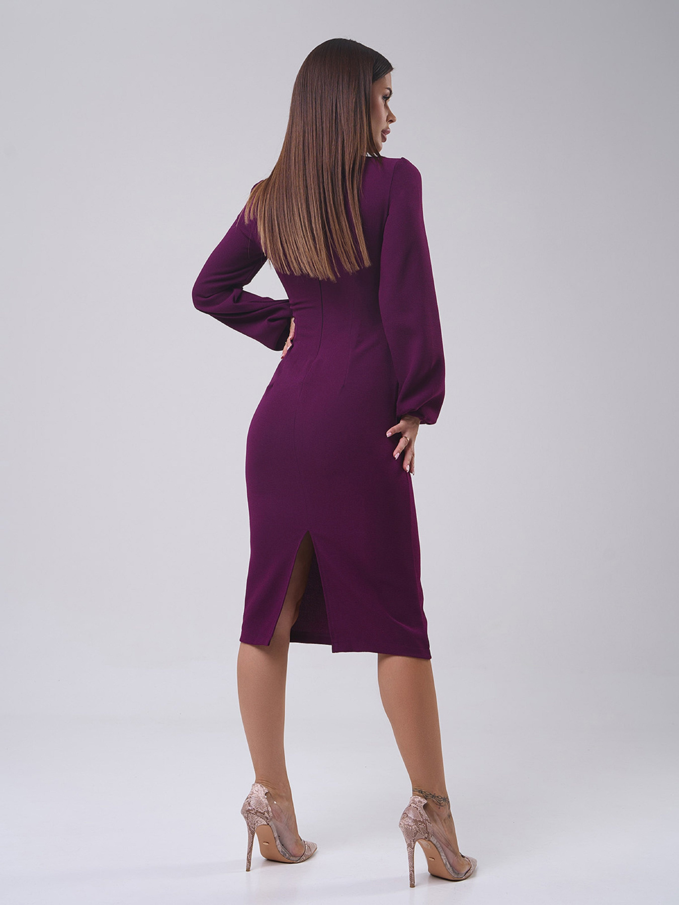 Платье миди ISSA Plus модель 12206A_фиолетовый Фото
