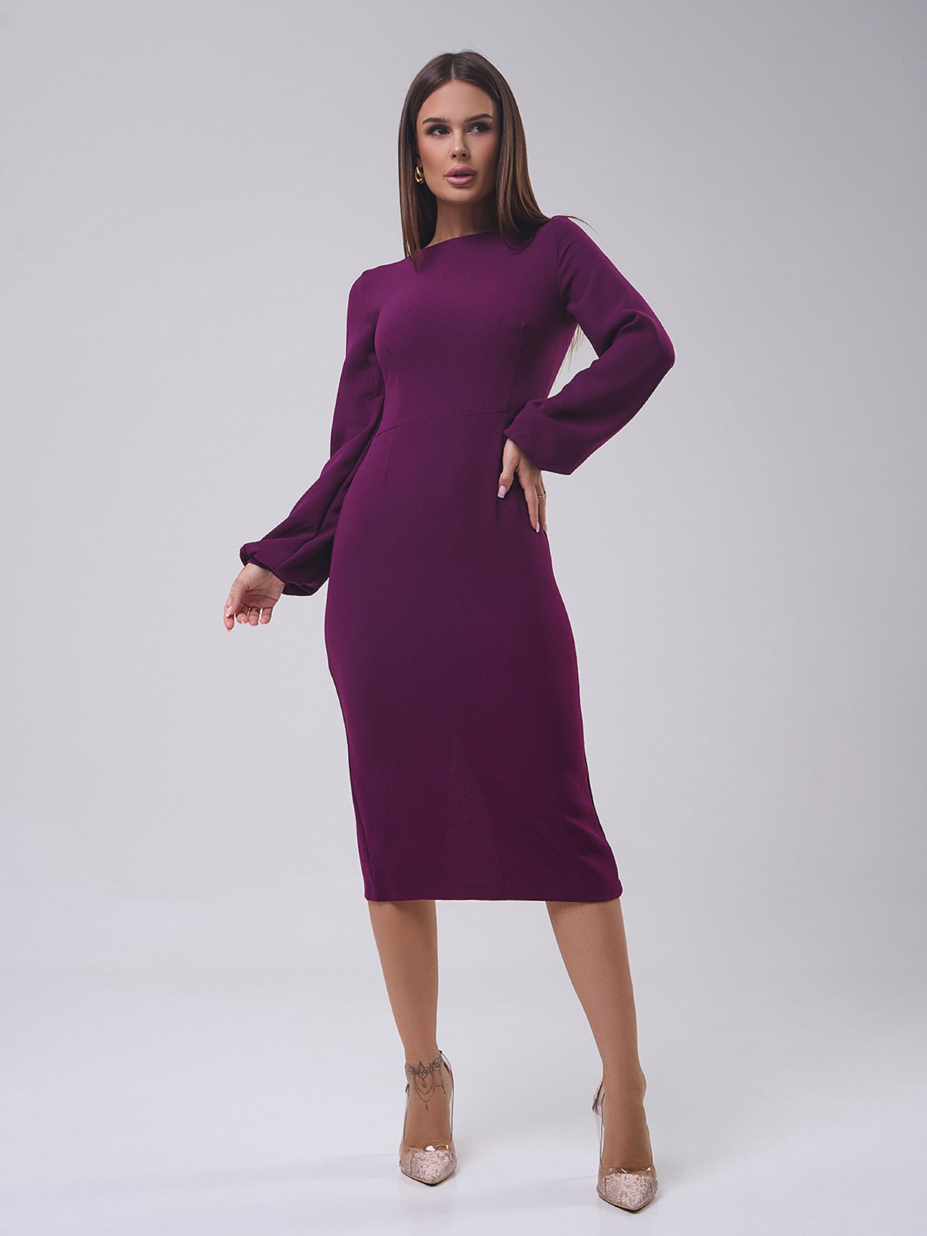 Платье миди ISSA Plus модель 12206A_фиолетовый Фото