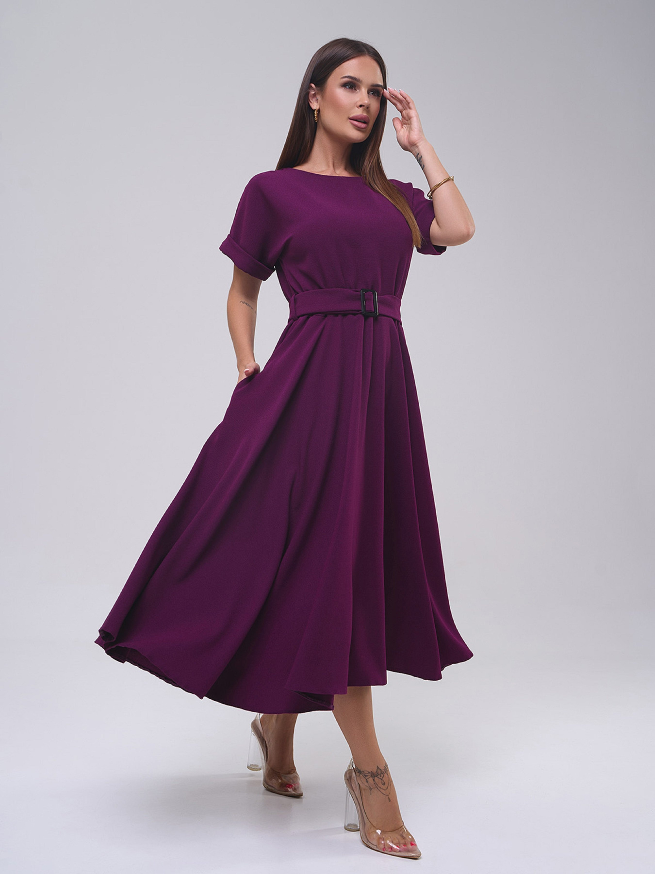 Сукня міді ISSA Plus модель 14529_фиолетовый Фото