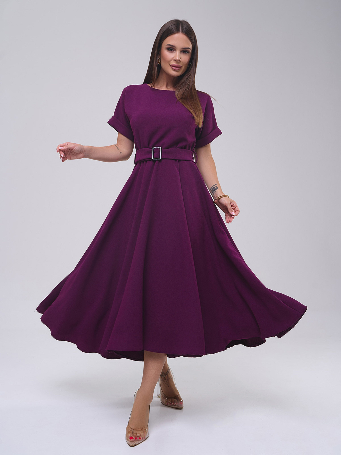 Сукня міді ISSA Plus модель 14529_фиолетовый Фото