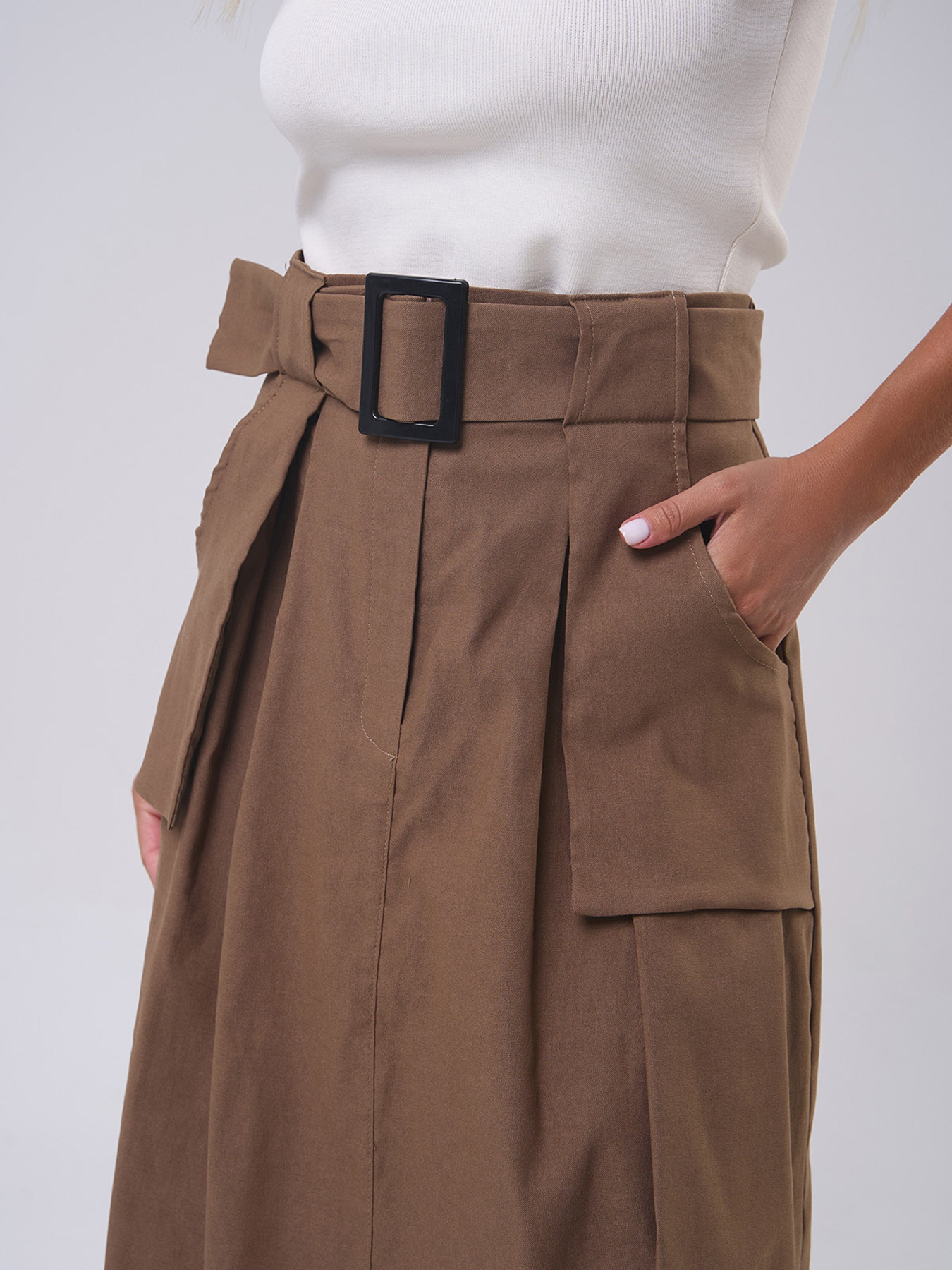 Юбка макси ISSA Plus модель 14808_коричневый Фото